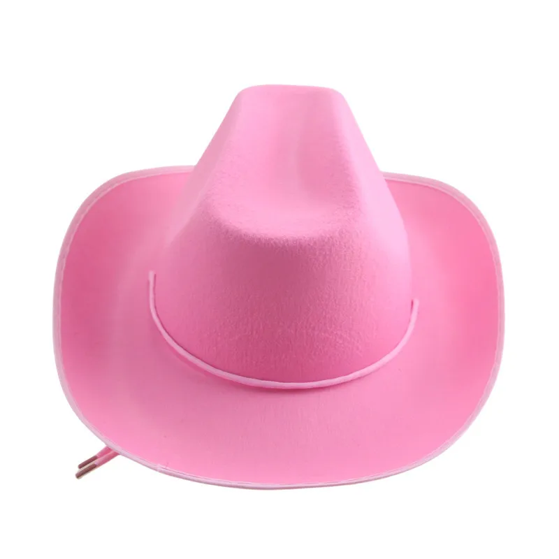 Chapeau de cowboy avec pompon en biscuits, chapeau haut de forme, grand bord, coupe-vent, rose, western, jazz, fête, nouveau