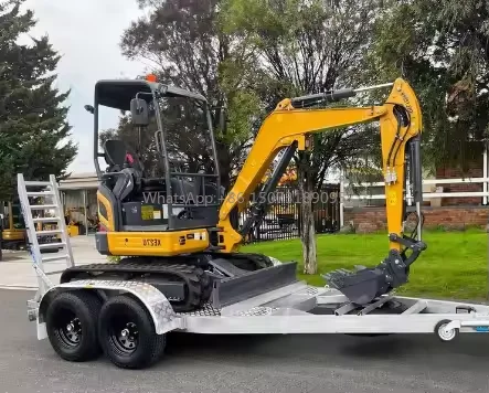 

1-8 ton Capacity Load Car Excavator Trailer Galvanized Chassis Double Axle Four Wheel Excavator Trailer Original Factory