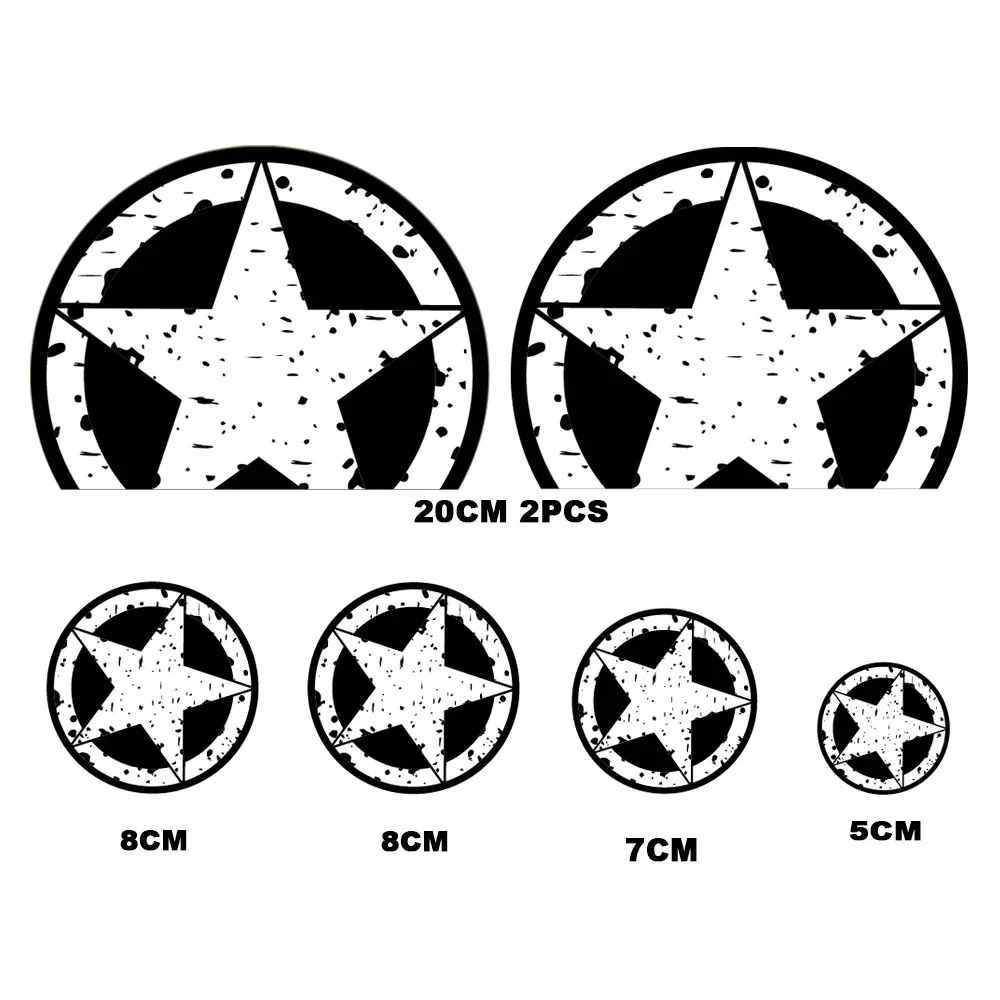 Five-pointed Star Round Vinyl Stickers Waterproof Motorcycle Helmet Scooter Car Body Decor Decal Accessories 5