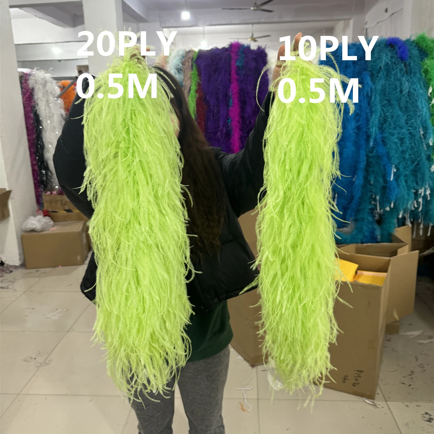 

50CM Length Natural Ostrich feathers Boa 6 8 10 15 20Ply Fluffy Ostrich feather Trims Party Clothing Sewing Decoration Cuffs Diy