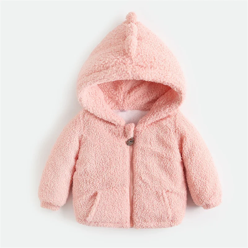 2024 Boys Padded Thickened Outerwear Girls Winter Warm Hooded Solid Color Coat Autumn Children New Casual Cotton Clothes 12M-5Y