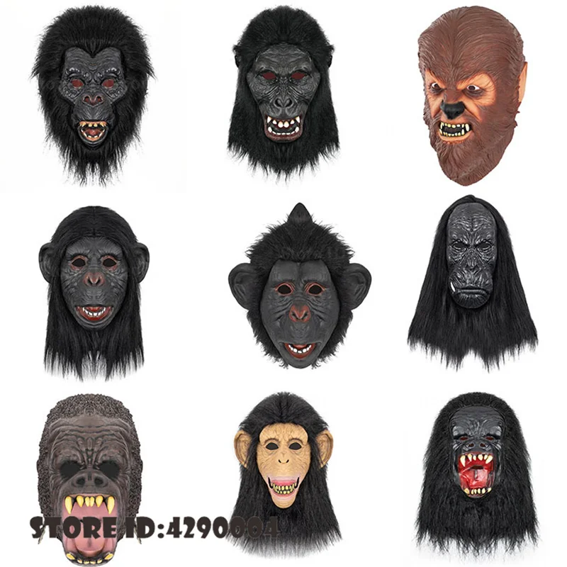 Halloween Realistic Chimpanzee Costume Mask Rise of The Planet of The Apes Costume Prop Full Face Funny Fluffy Latex Mask - view 2