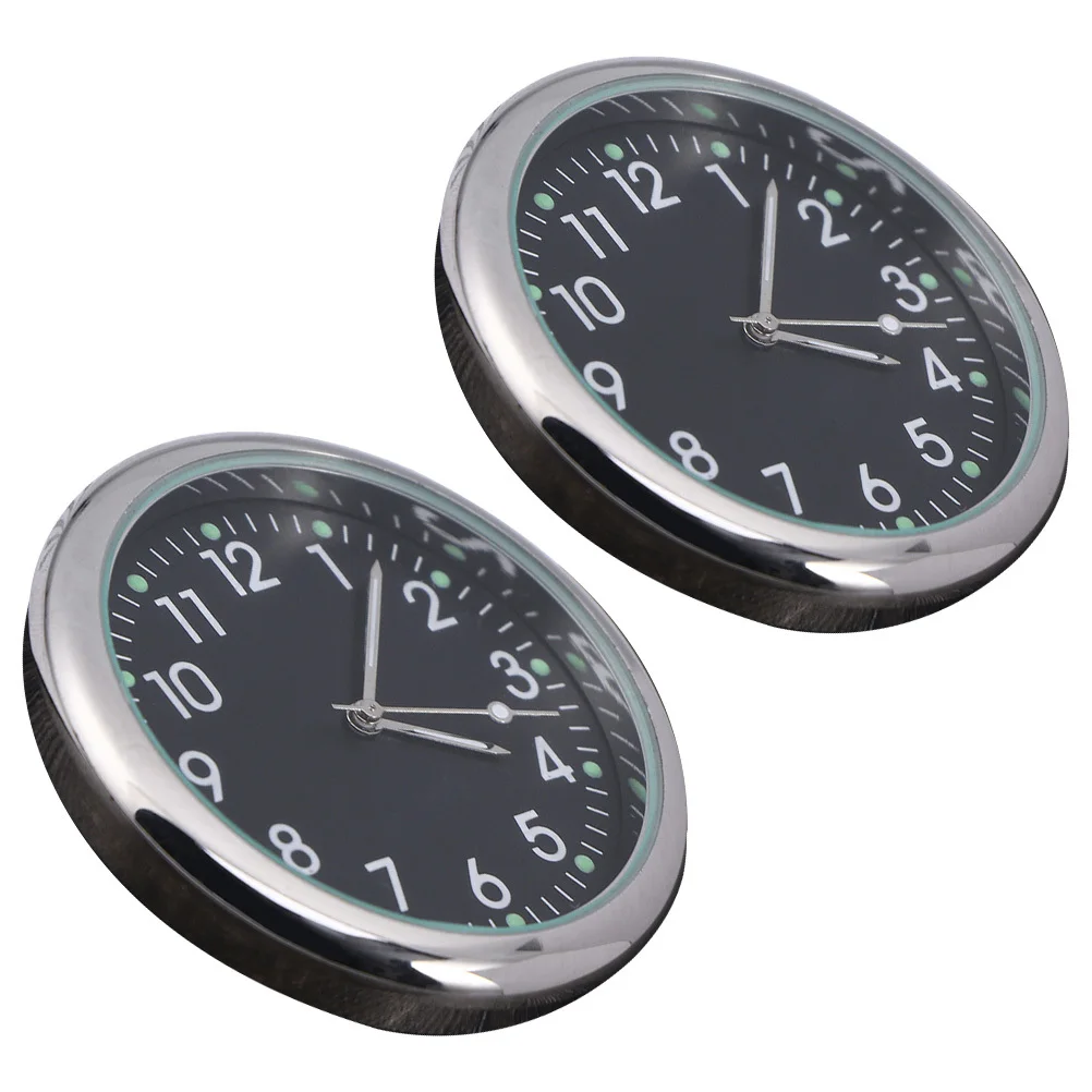 

2pcs Clock Dashboard Mini Adhesive Quartz Clock Luminous Vehicle Mounted Timepiece For Car Dashboard Decor Durable Luminous Car