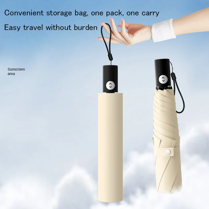 

Automatic Umbrella 6 Bone Vinyl Sunshine and Rain Dual-purpose Sun Umbrella Sunshade and UV Rays Automatic Folding Gift Adv