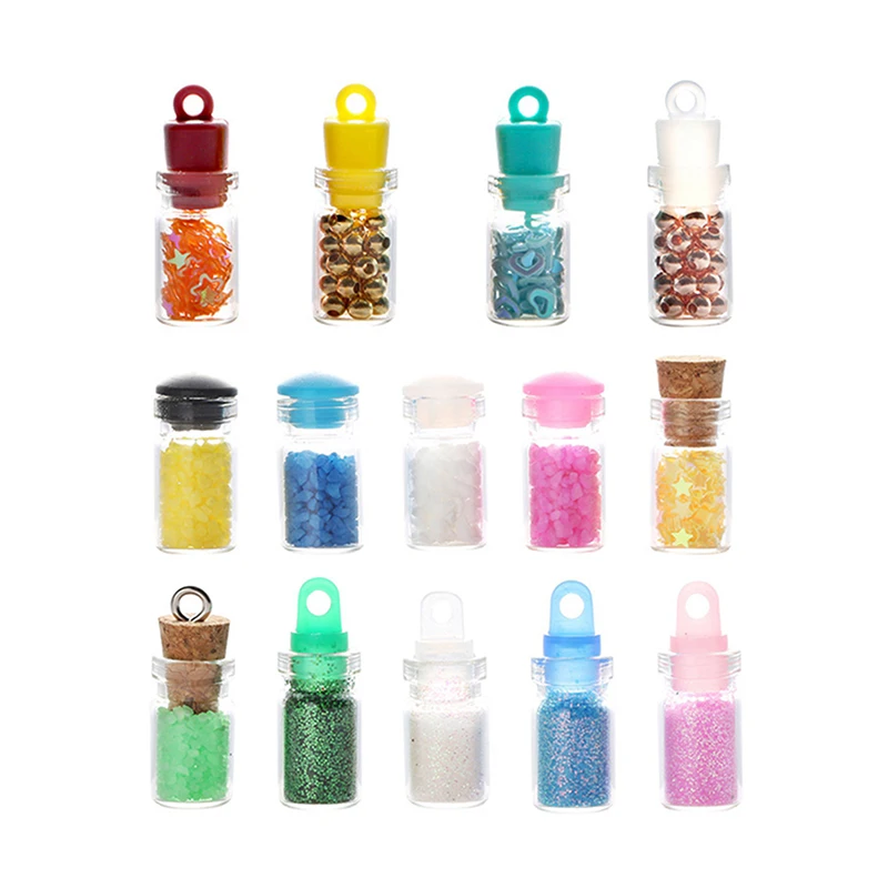 

10pcs Clear Drift Bottle Glass Jars DIY Decoration Nail Art Containers Mini Message Vials Ornaments Rainbow Wishing Bottle