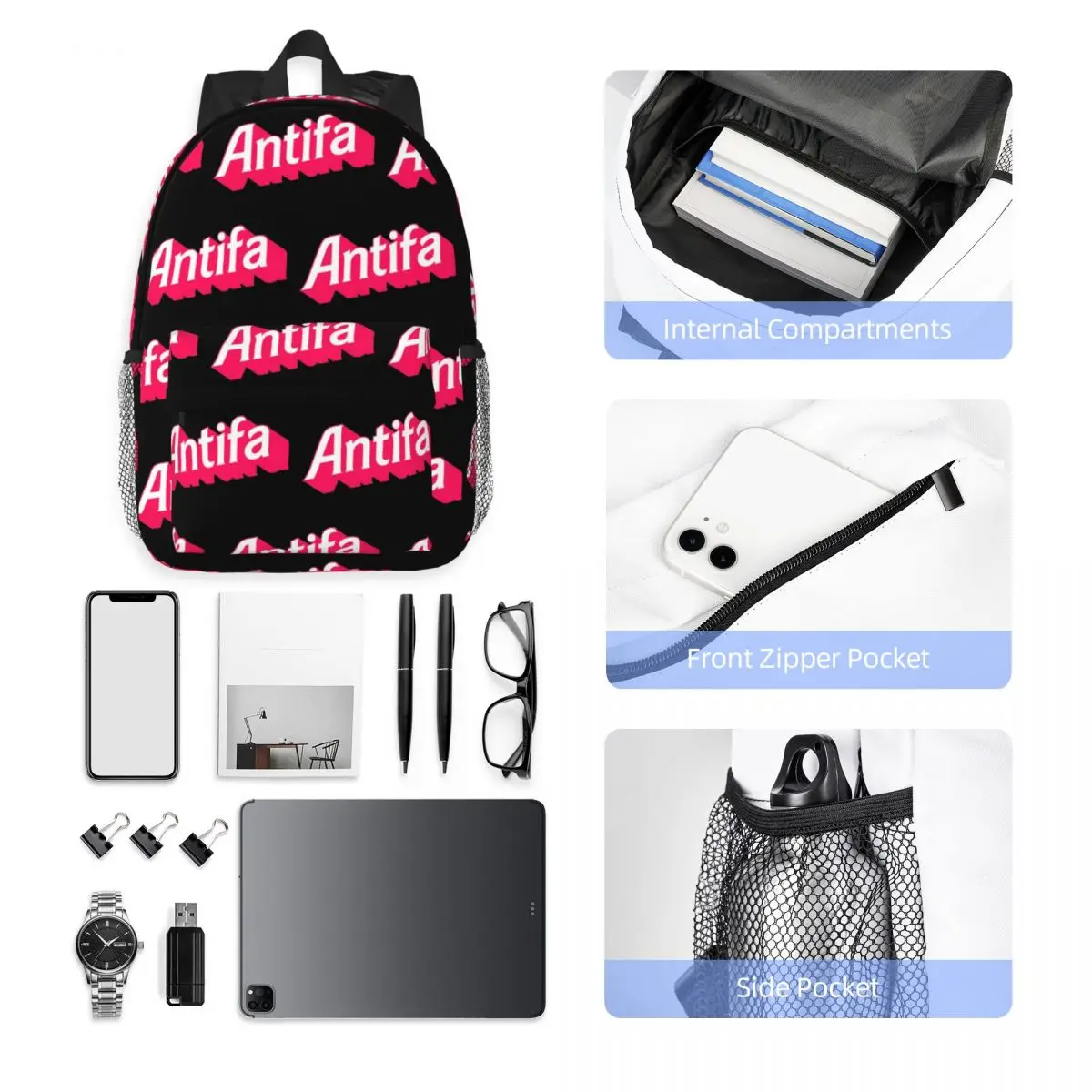 Antifa Rucksack, heißer Verkauf, Tagesrucksack, große Kapazität, für Jungen und Mädchen, Büchertasche, Umhängetaschen für Männer und Frauen, Schultasche