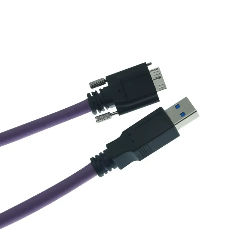 Cable de cadena de arrastre con tornillos para Hikvision TDS Basler Daheng, cable de datos de cámara industrial, USB 3,0 A macho A Micro USB 3,0, 1m-5m