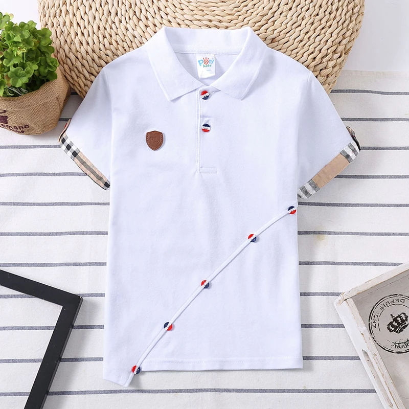 2022 New Children Polo Shirt Solid Kids Boys Polo Shirts Korea Fashion Boys Designer Clothes School Uniform 2-14 Years