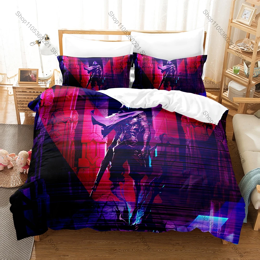 Dark Egyptian Mythology Valorant Omen Full Printed 3PCS Bedding Duvet Cover + 2 Pillowcases Teen Dorm Home Decoration