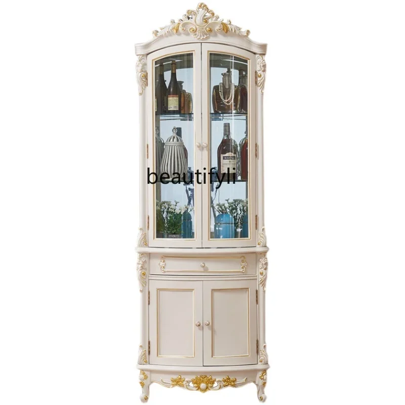 ss 26 European-Style Living Room Solid Wood Triangle Locker Villa Arc Corner Cabinet Corner Wine Cabinet Corner Cabinet furnitur