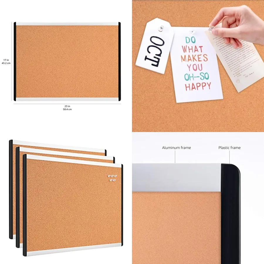 

Cork Bulletin Board, 17 x 23, Pin Board for Office Home, Wall Organizer with Aluminum Frame, Lightweight, Easy to Install