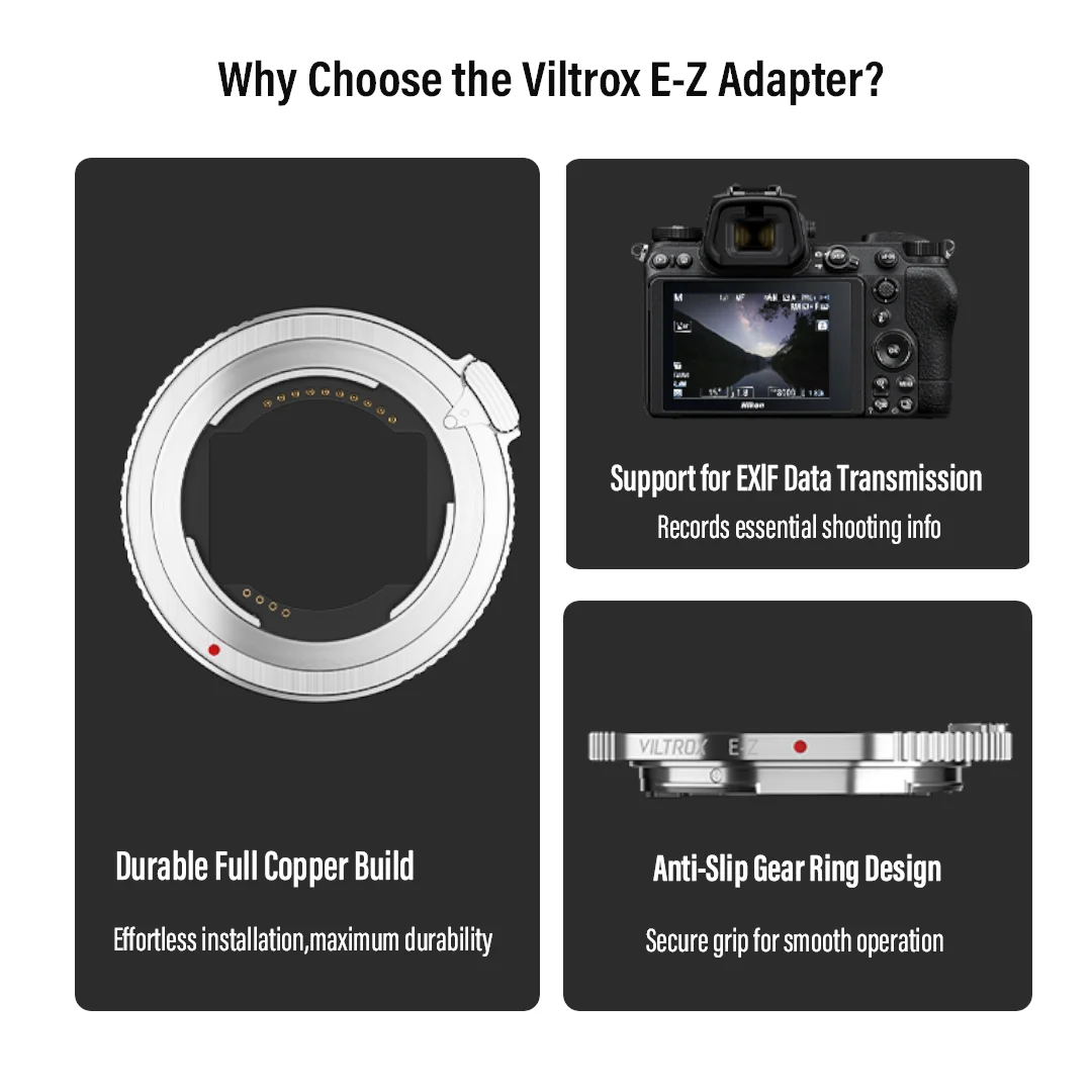 Viltrox E-Z AF Lens Adapter Auto Focus Lens Mount Ring Full Frame for Sony E-mount Lens to Nikon Z-mount Z5 Z50 Z6