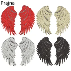 Prajna 1Pair Angel Wing Patch Applique Sewing Iron On Sequin Patches For Clothes Stickers Jeans Fabric Patch DIY Sewing Supplies