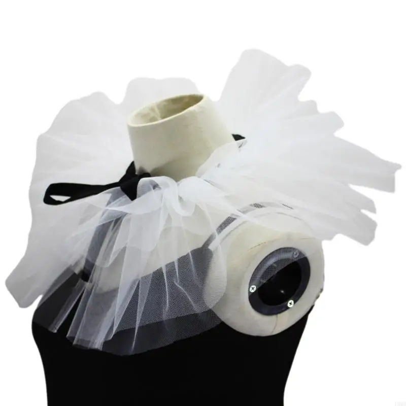 49md Femmes Vintage Mesh Neck Ruff Détachenable Collier à volants en tulle