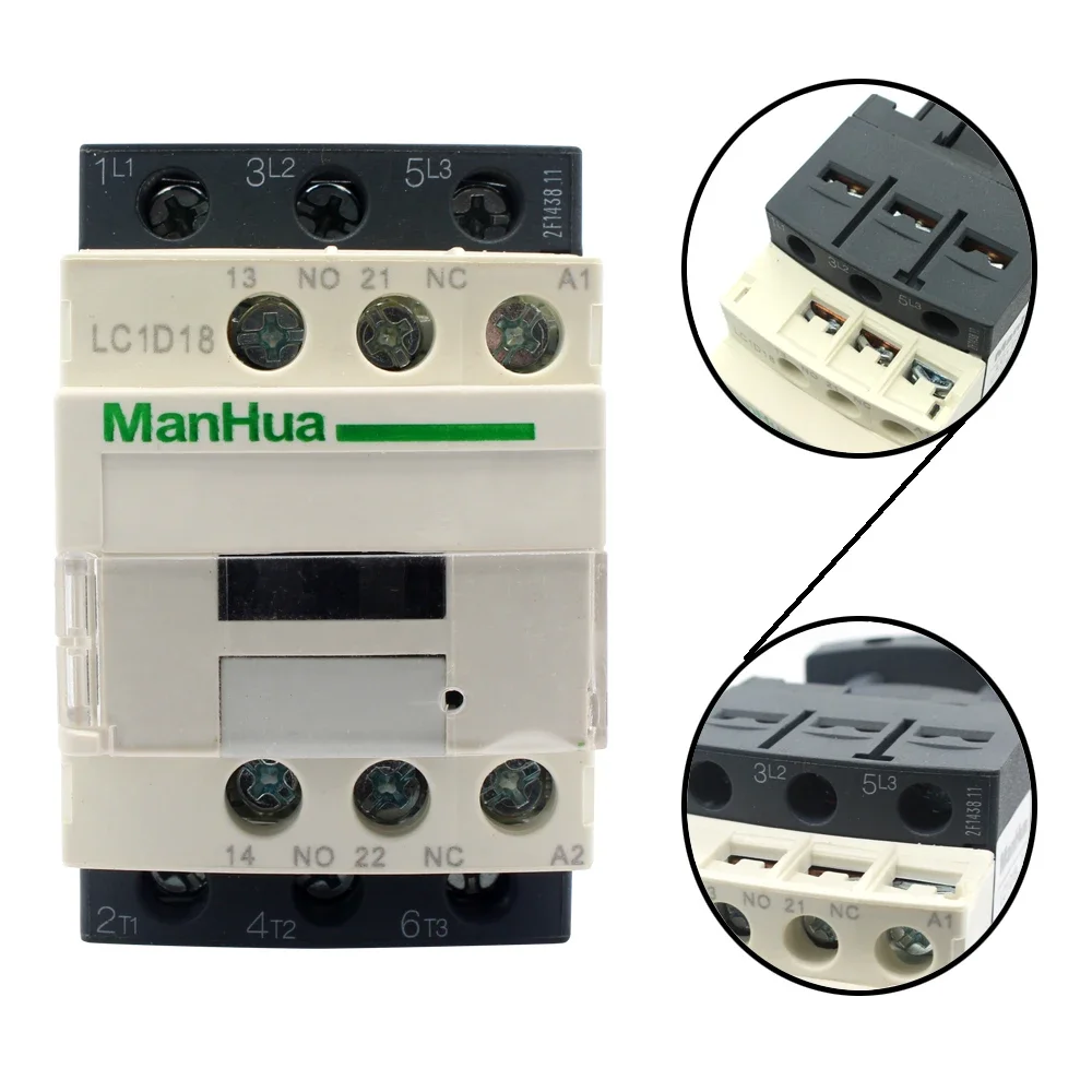 ManHua Din Rail Mounted LC1-D18 Contactor Electrical Industrial AC Contactor 220V 50/60Hz 18A