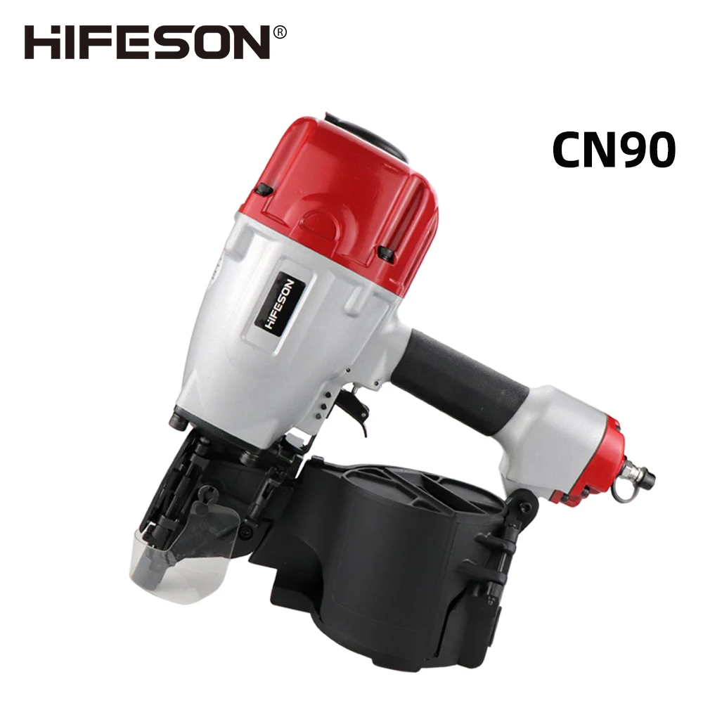 HIFESON CN90 Oversized Heavy Nail Gun Pneumatic Nail Gun Air Pallet Coil Nailer Professional tools for wood panel decoration