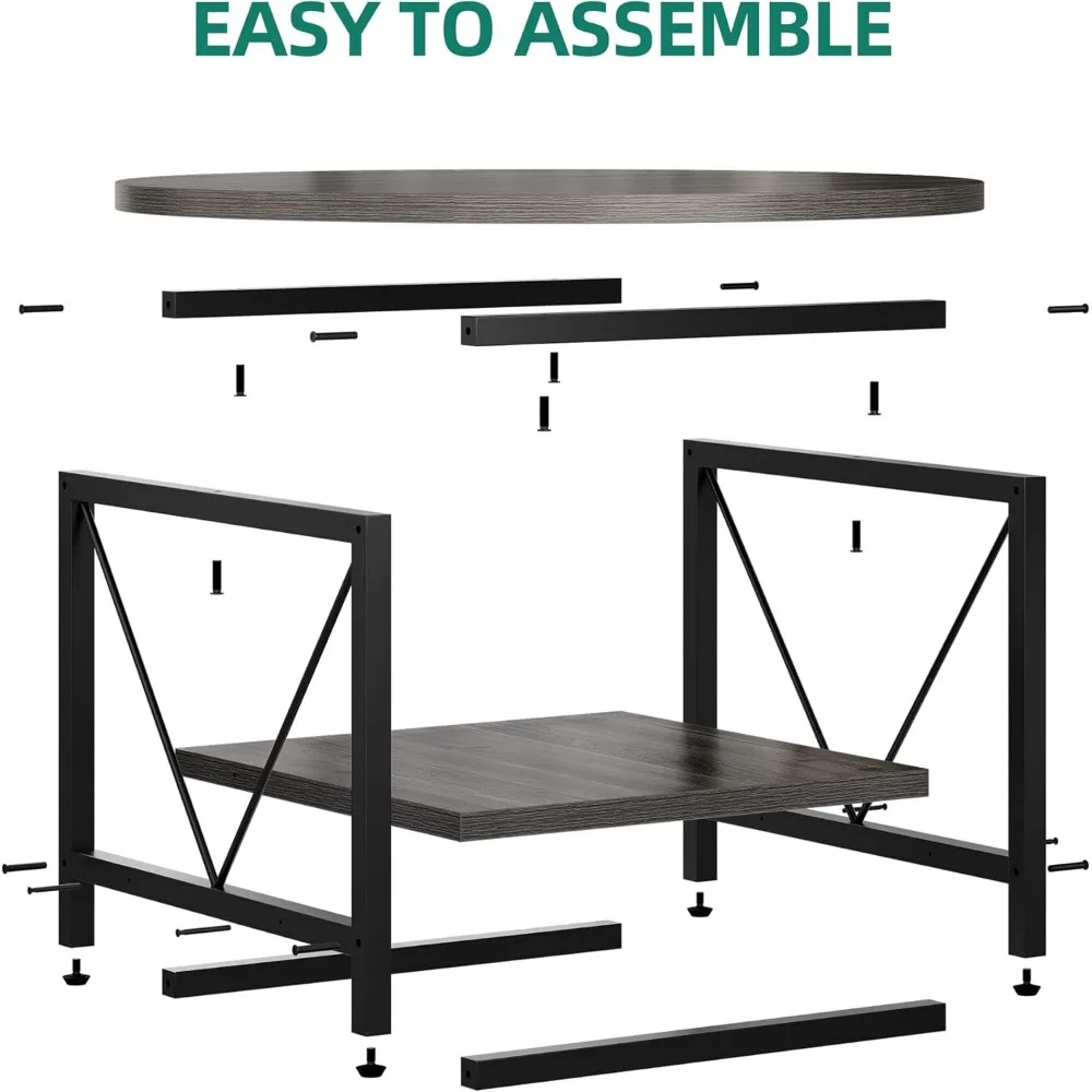 Coffee Tables for Living Room, Round Coffee Table, Small Coffee Table with Storage