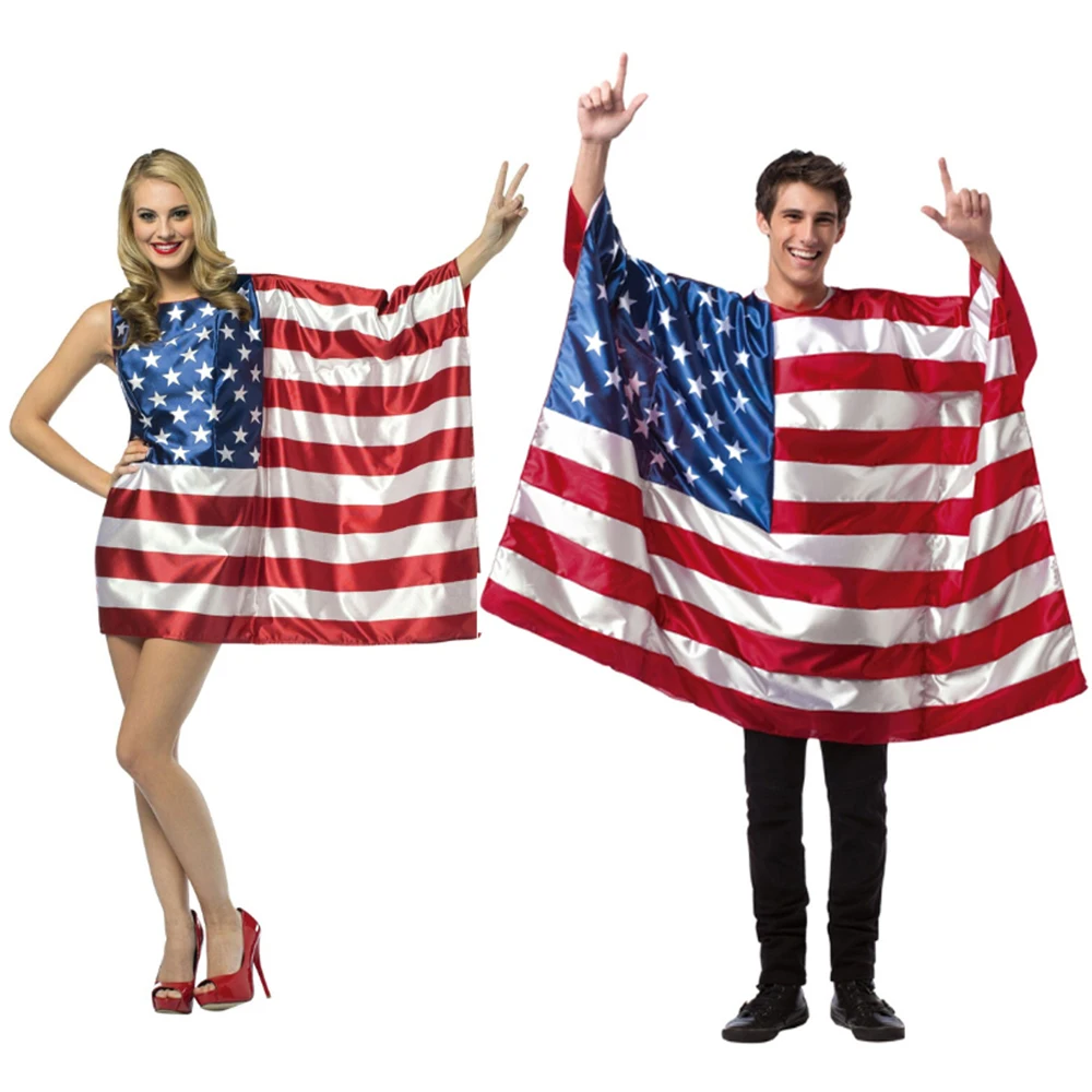 Karneval Unabhängigkeitstag Cosplay Kostüme Auftrittskleidung Amerikanische Flagge Bühnenkostüme für Damen und Herren