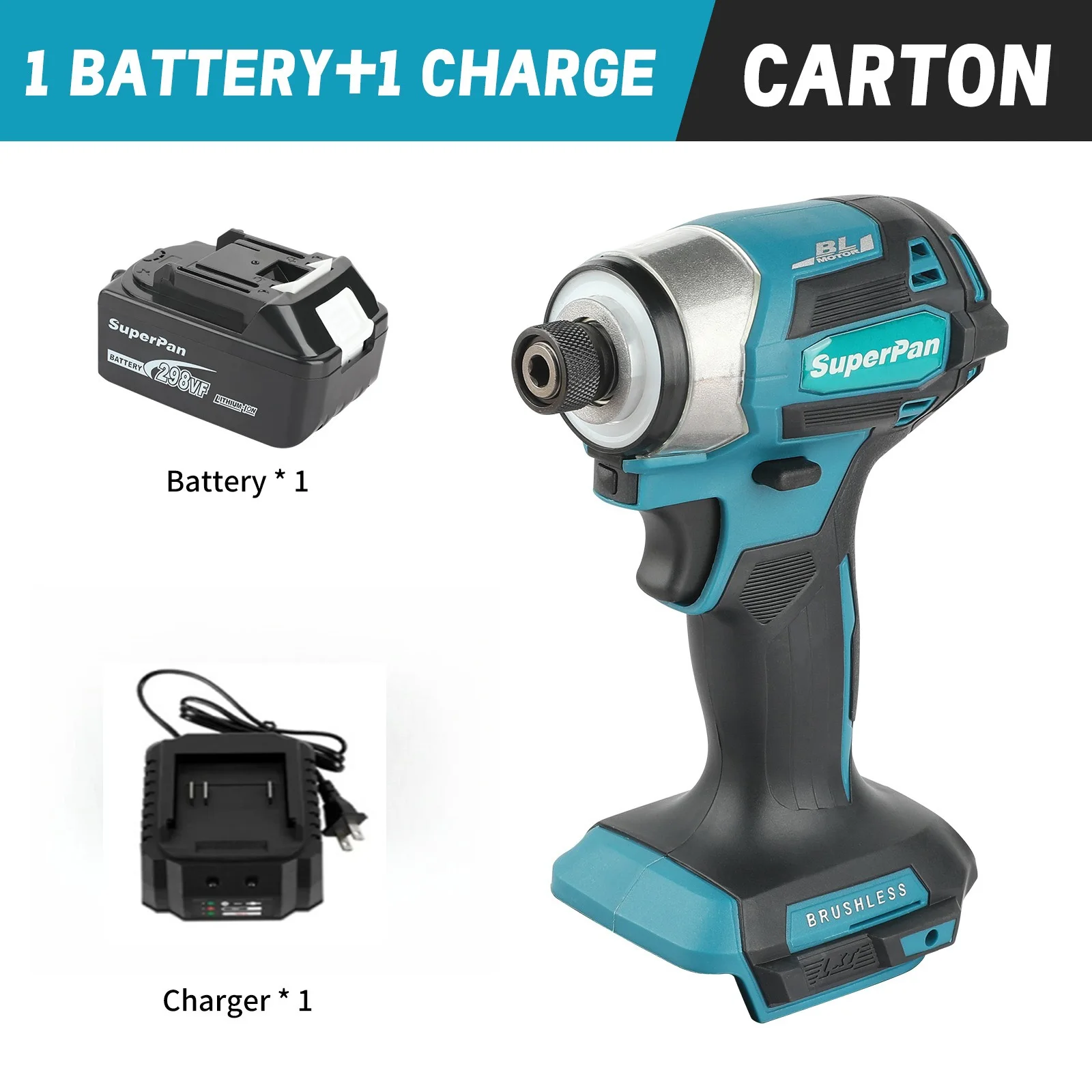 

Hot Sale SuperPan-DTD173 Large Torque Cordless Impact Screwdriver - Wireless Drill Multifunctional Power Tool Screwdriver Set
