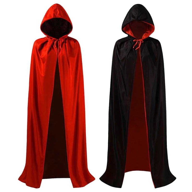 2023 kostium na Halloween Unisex dorosłych dzieci Cosplay Death Cape długi, z kapturem peleryna czarodziej wiedźma średniowieczna peleryna kostium