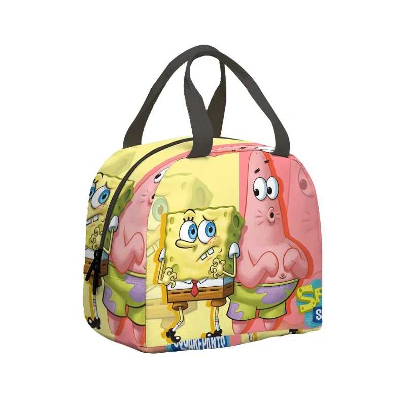 SpongeBob Lunch Bag Anime Insulation Portable Students Cooler Aluminum Foil Bento Bag Kids Girls Boys Cartoon Food Picnic Bags