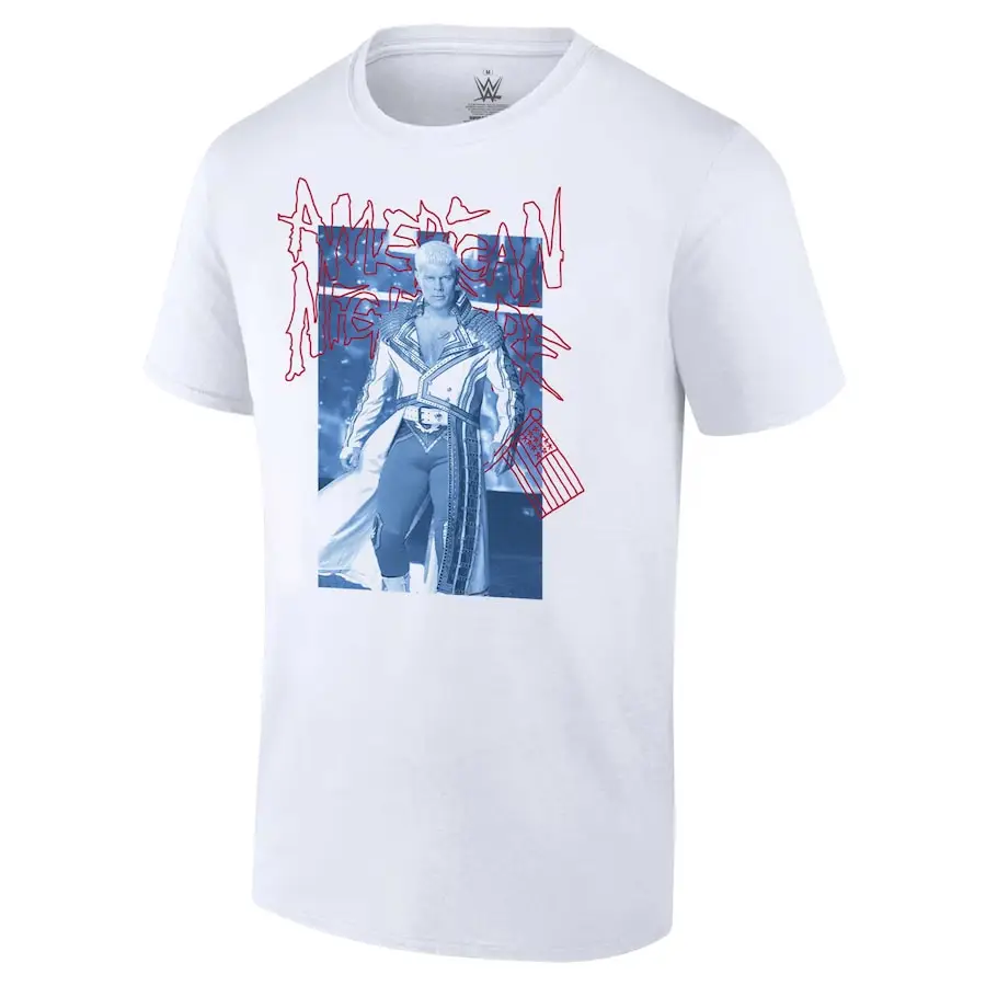 

Men's White Cody Rhodes Corrugated Knot Overlay T-shirt Simple And Sweat Absorbing Breathable Suitable For Daily Leisure