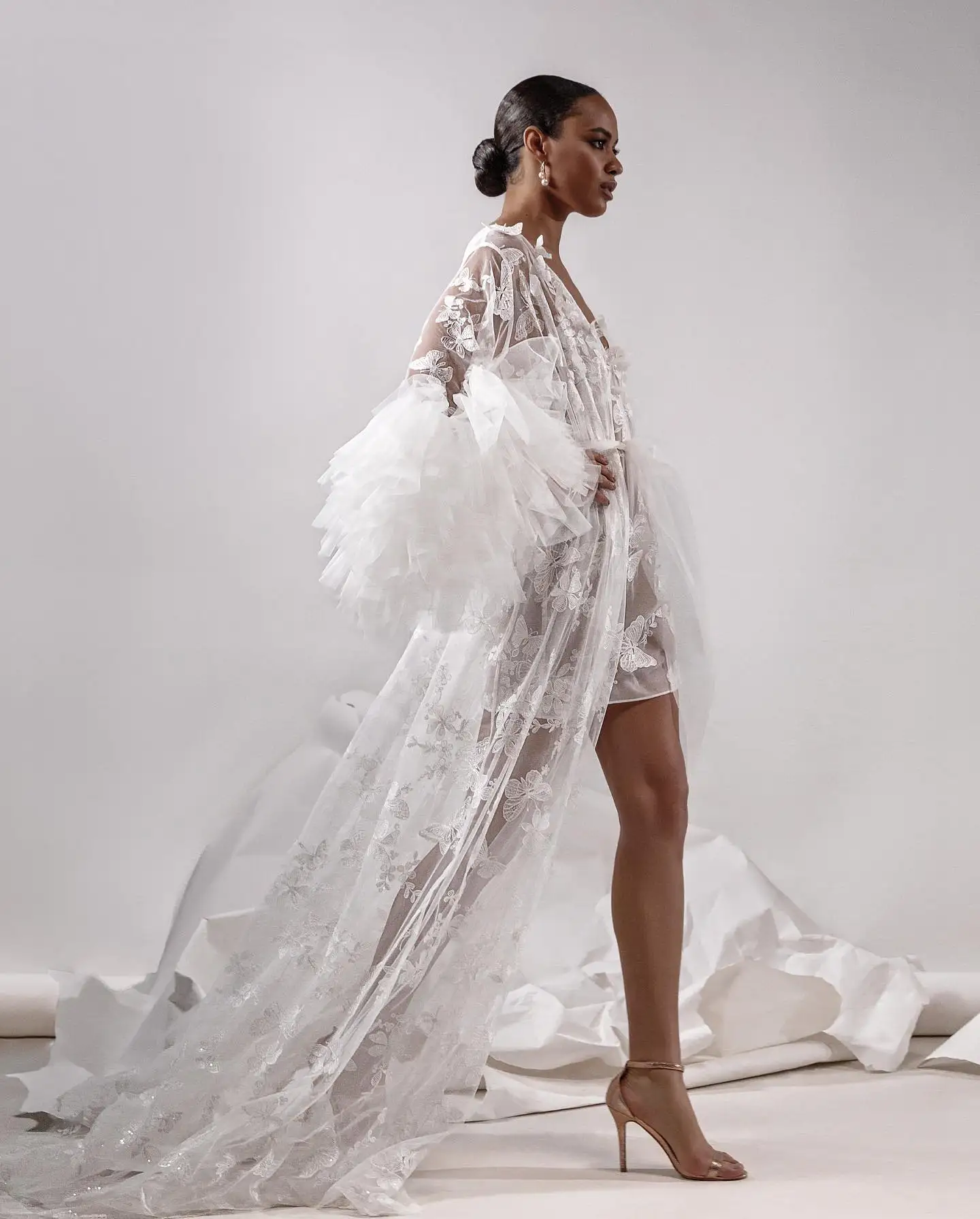 

2 Pieces White Skirt Set Women Wedding Prom Dress For Photo Shoot Bridal Morning Robe Tiered Tulle Customized Party Gown