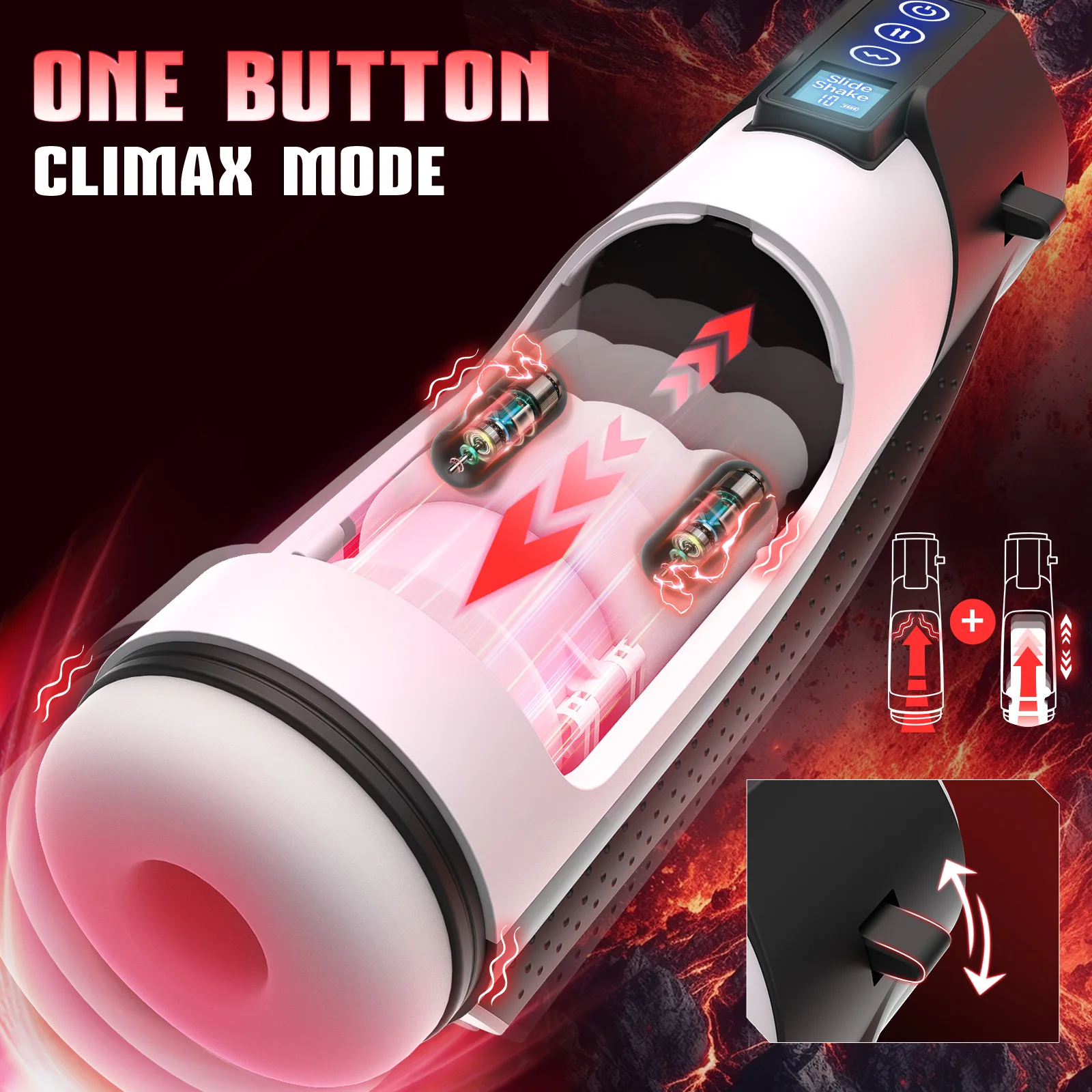 8 بوصة التلقائي التوجه ذكر الاستمناء LCD الضارب اللسان الحقيقي جيب كس الجنس مضخة كس الاستمناء لعب للرجال