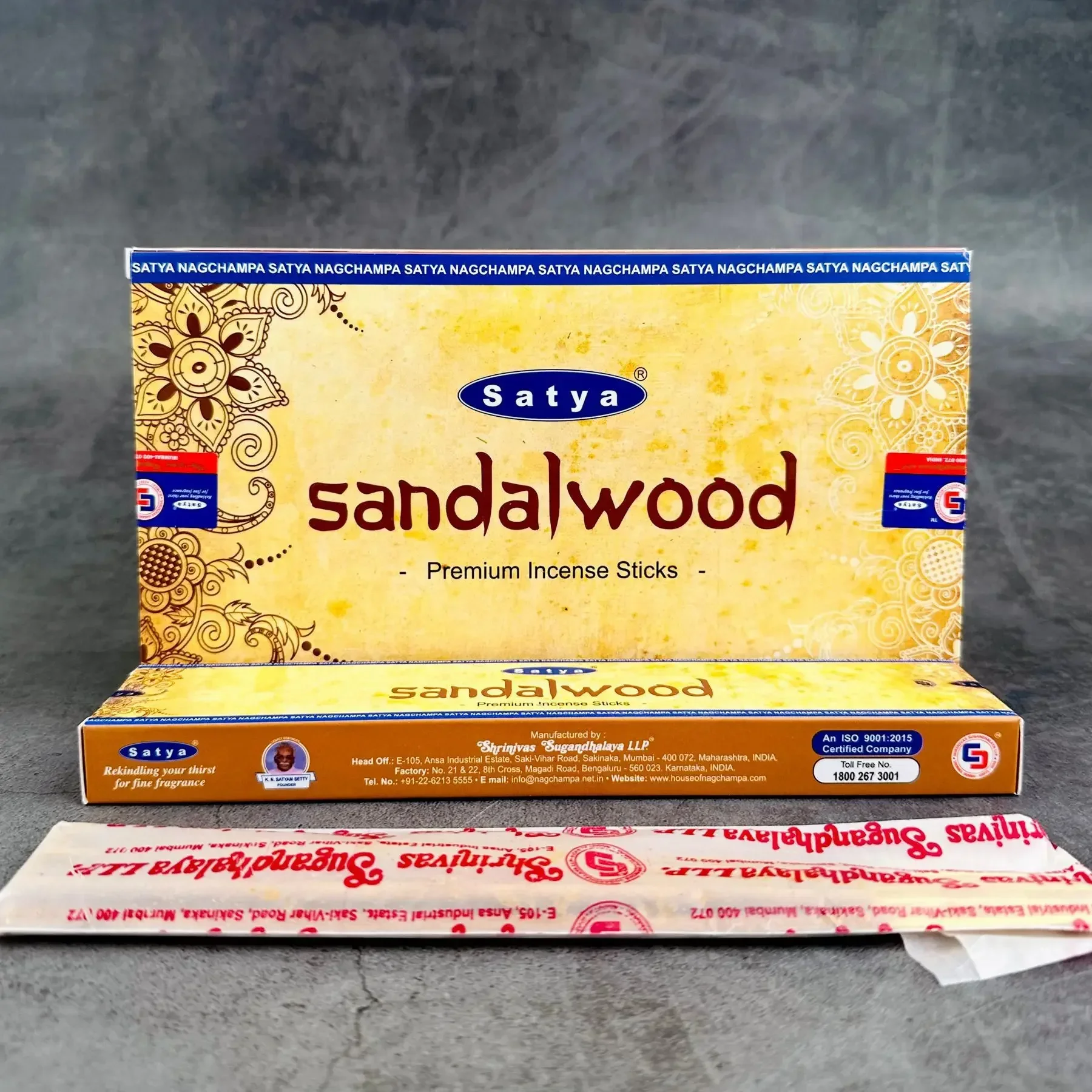 5BOX Sandalwood Indian Incense Collection Satya Handmade Sticks with Six Flavors Refreshing Medicinal Aromas for Home Meditation