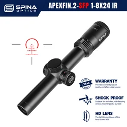 SPINA OPTICS ApexFin LPVO 1-8x24 Riflescope With Red&Green Illumination Red Dot Sight PCP Carbine M4 AR15 .223 5.56 22LR etc