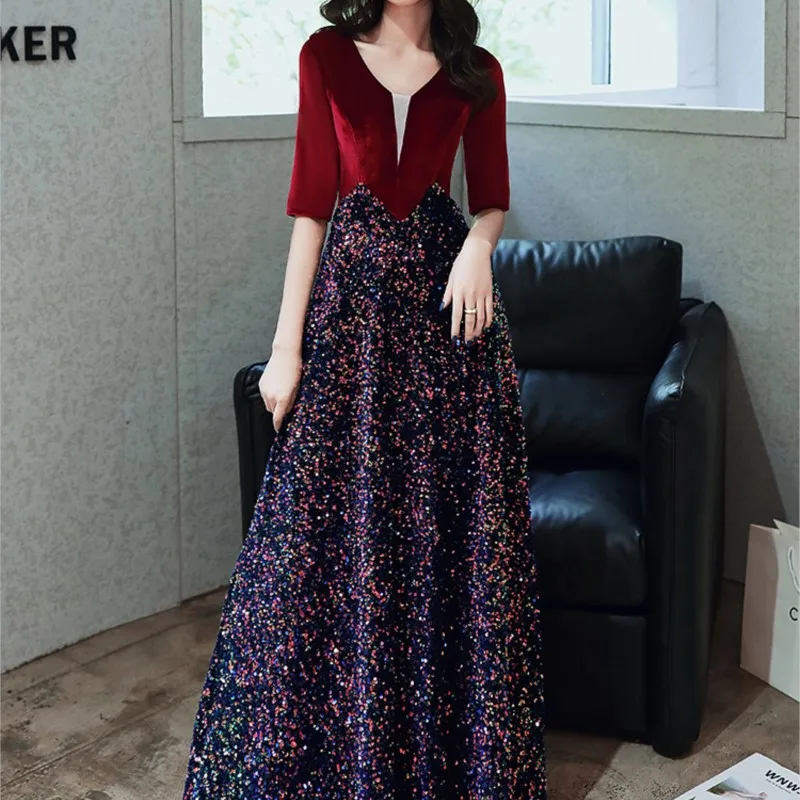 Hostess female new high-grade light luxury small crowd banquet temperament dignified atmosphere dress