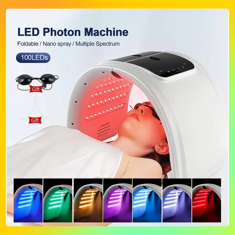 Thuisgebruik Huidverjonging Acne Huidverzorging 7 Kleuren LED Foton Machine Met Nano Spray Huid Hydraterende Gezichts- en Lichaamsmasker Salon SPA