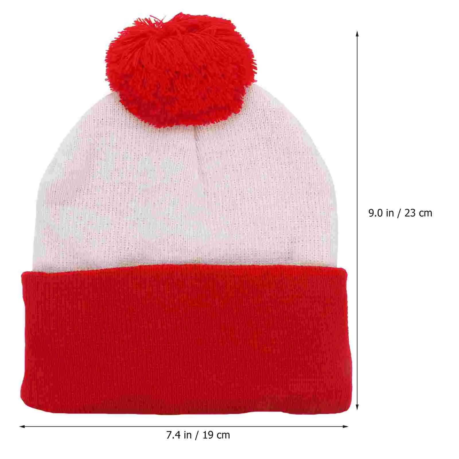 Bonnet coupe-vent en laine pour Noël, chapeau d'hiver chaud, rouge et blanc, 2 tons, 1PC