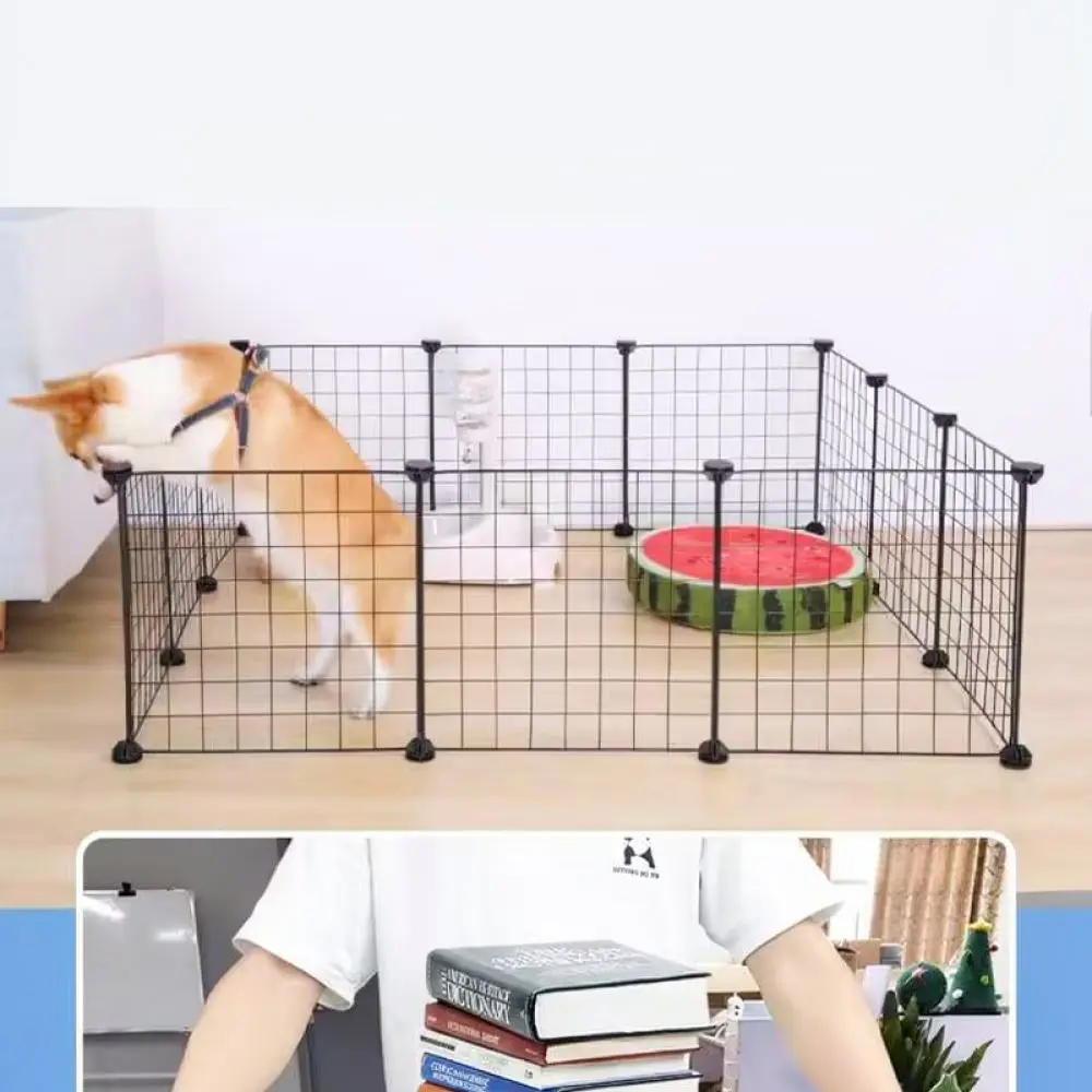 Portable Modular Metal Pet Fence Wire Grid Playpen For Small Animal Puppy Cat Indoor Kennel DIY Organizer Storage Shelf