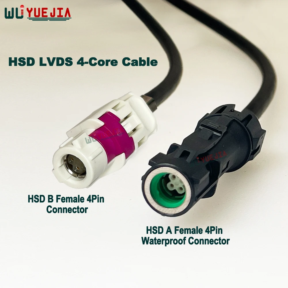 HSD LVDS 4-Core Cable HSD A Female 4Pin Waterproof to HSD B Female 4Pin Automotive High-Speed Differential Video Extension Wire