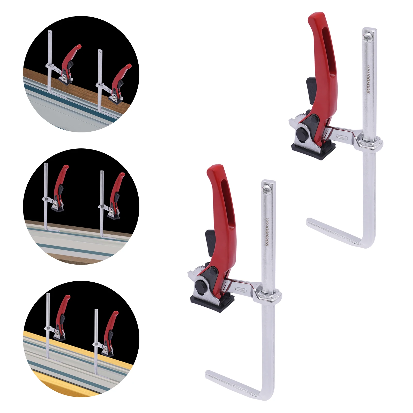 2pcs Ratcheting Table Clamp Ratchet Clamp Set 7.8" Jaw Woodworking Clamp Quick Guide Rail Ratchet Clamp for Secure Workholding