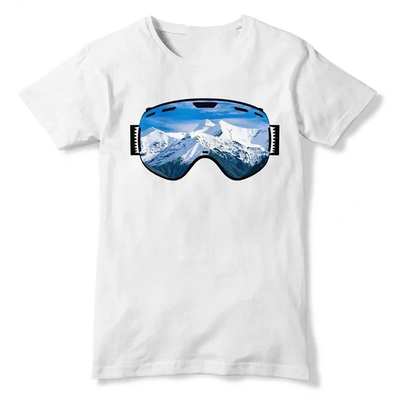Skiing Glitter Mountain View T-shirt Ski Jacket Snowboard Gift T-shirt Summer T-shirt Women Clothing Fashion Graphic T Shirts