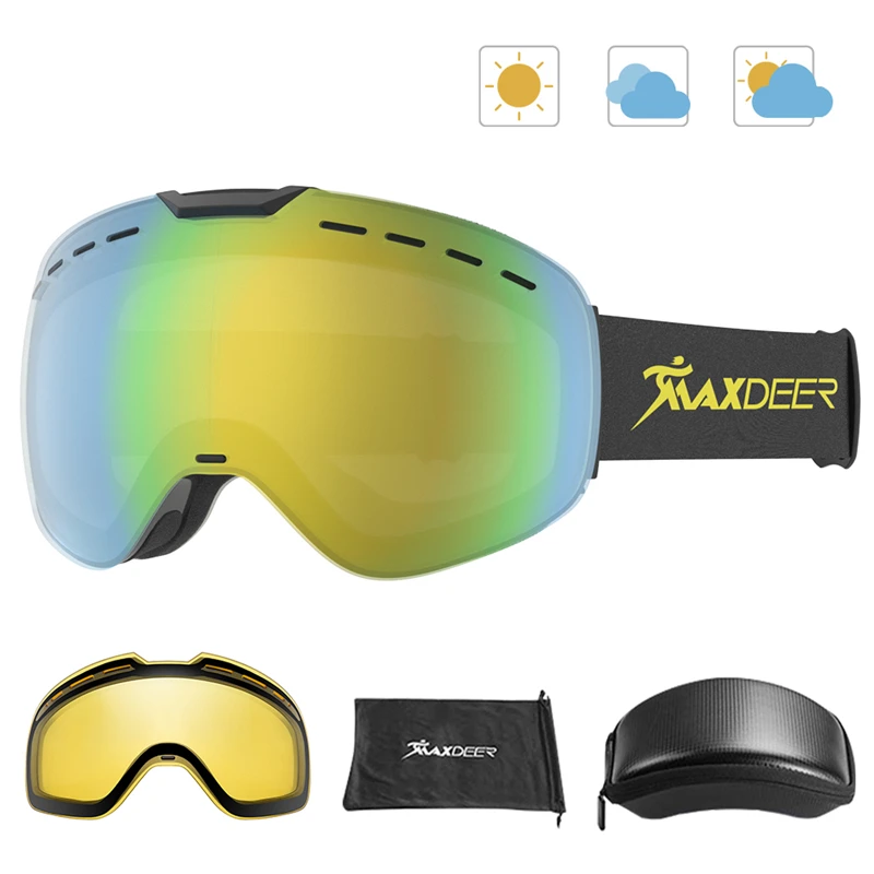 

Ski Goggles Double Layers Anti-Fog UV400 Snowboard Glasses Snowmobile Skiing Eyewear Outdoor Sports Snow Googles for Men Women