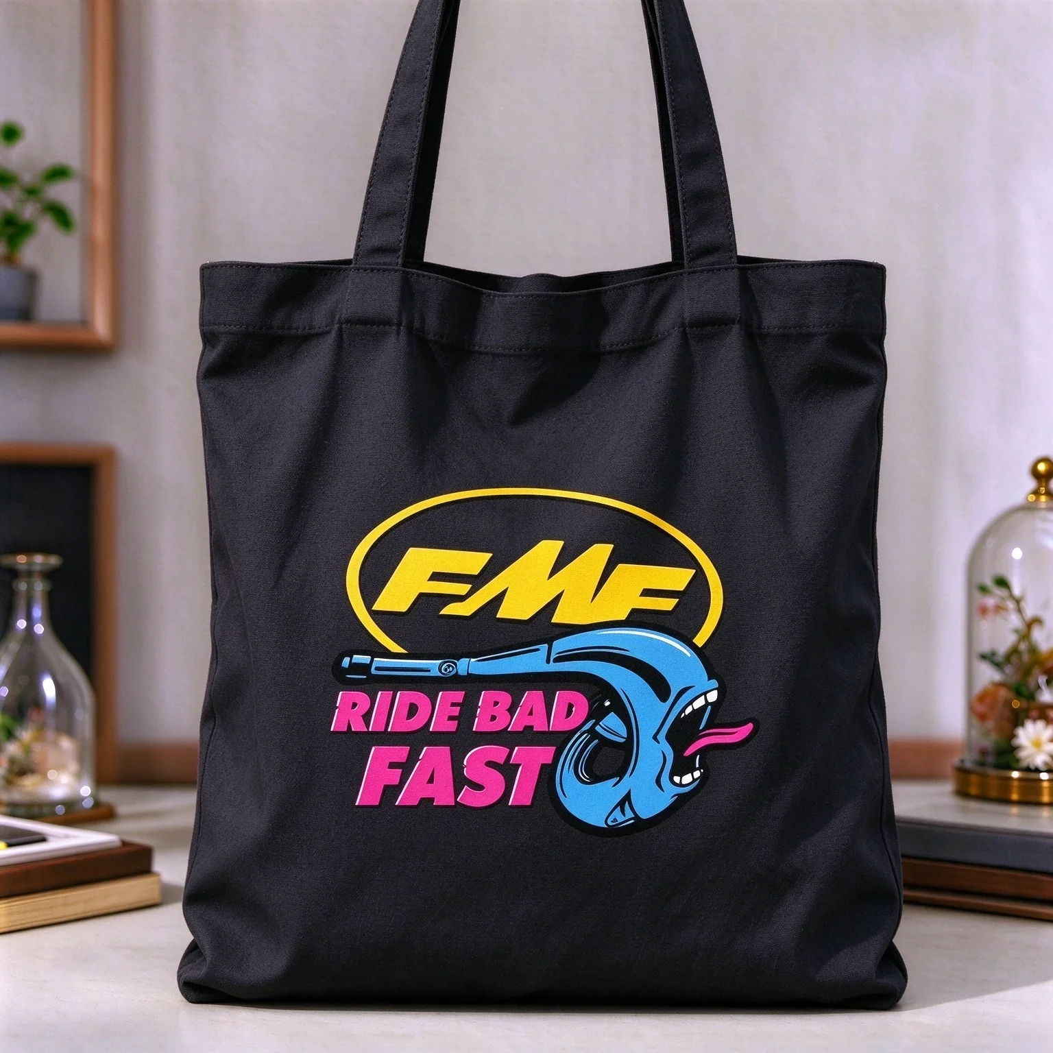 2026 Canvas Tote Bag Retro Southern CA Palm Tree Skateboard Print Shoulder Handbag Casual Reusable Shopping Bag