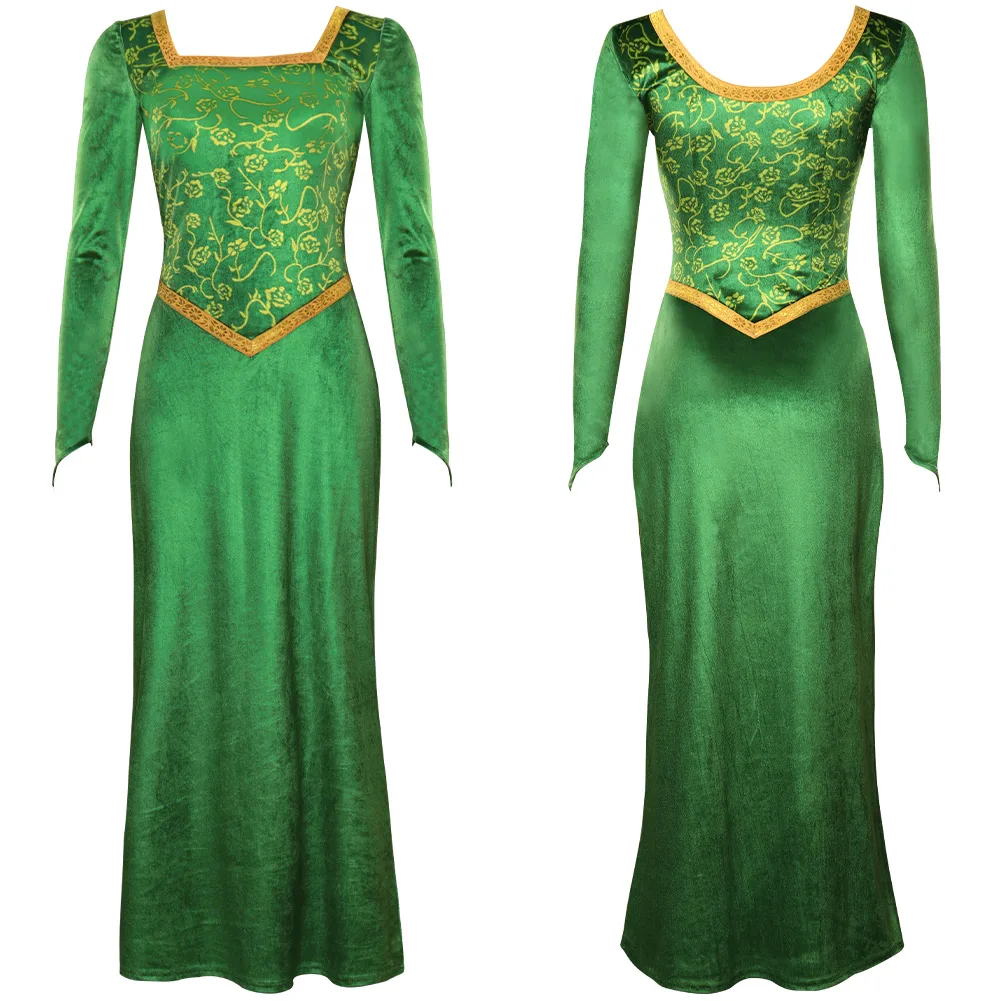 Adult Fiona Cosplay Costume Green Dress For Girls Role Playing Princess Role Play Outfits Halloween Carnival Suit Gift