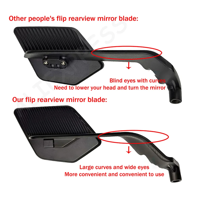 NewMotorcycle Mirrors Stealth Winglets Mirror Large Mirror Surface Wings Mirror 10mm/8mm Motorcycle Rearview Mirror