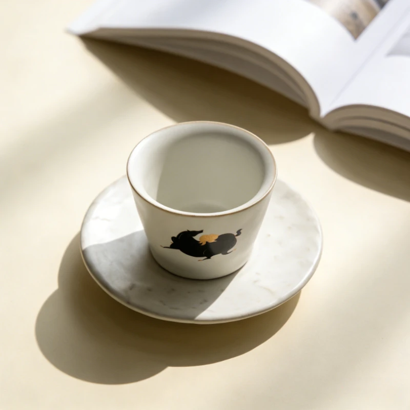 

Креативные керамические чашки Оочоко для латте с ручкой, кофейные чашки с изображением лошади, художественные чашки для послеобеденного чая, изысканный набор чашек и блюдец