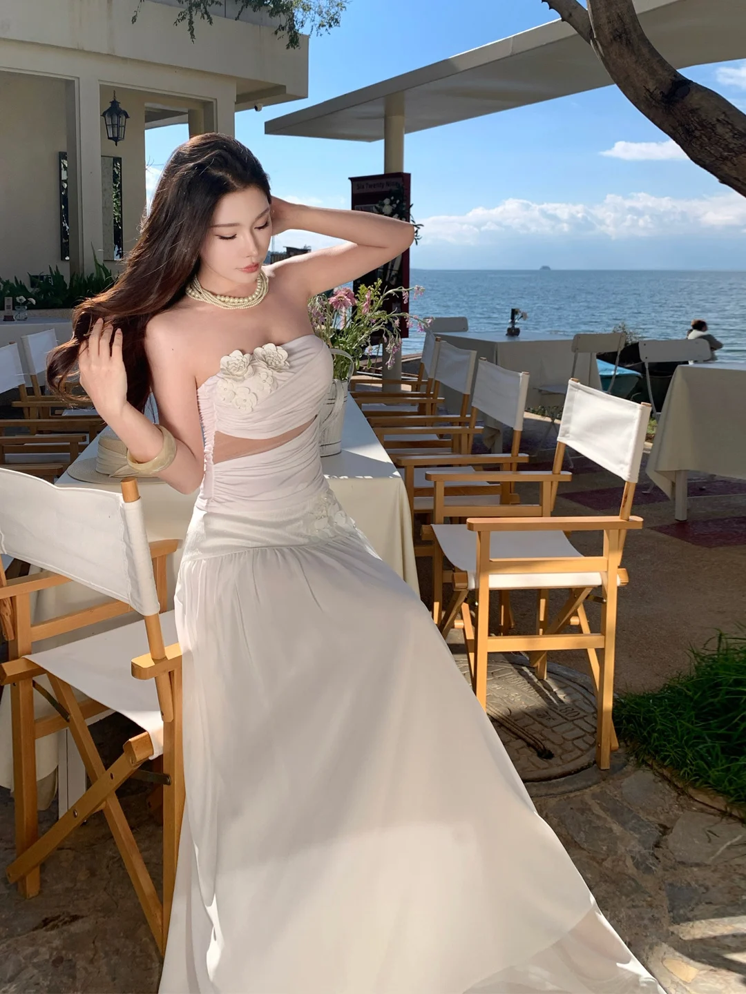 Top de tubo de punto Floral blanco y falda de satén hasta f, conjunto de dos piezas, ropa de mujer Vaion Sle de playa con estampado Floral