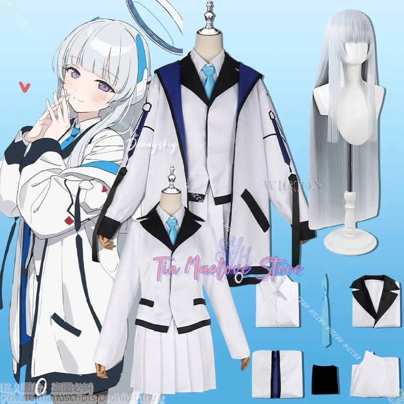 

Ushio Noa Cosplay Game Blue Archive Anime 코스프레 의상 Kawaii Japanese School Uniform Coat White Dress JK Wigs Halloween Party Cos