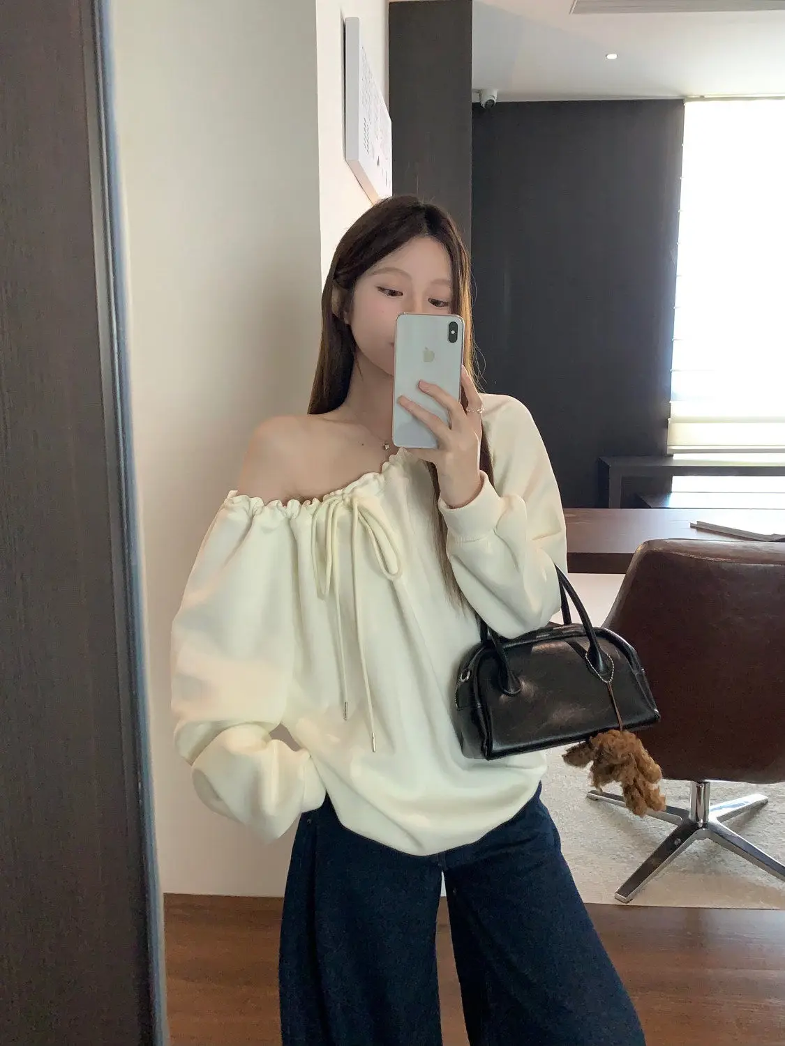 

Sweatshirts Fleece Women Teen Sleeves Irregular Bared Waist Slimming Short Length Elastic Capless Graffiti Distressed Super