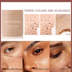 Face Freckles Stamp Brown Gold Fake Freckles Air Cushion Waterproof Lasting Liquid Powder Quick Dry Natural Makeup with Brush