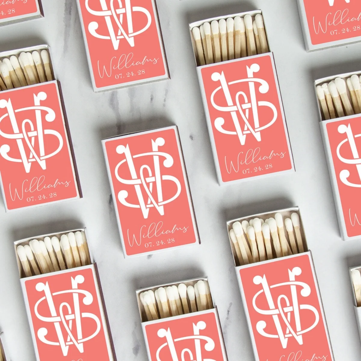 

БУЛЬНЫЙ НАБОР из 50 персонализированных свадебных спичечных коробок с монограммой — свадебные сувениры на заказ и свадебный душ — индивидуальный подарок для вечеринки — Intertwin