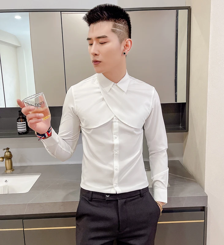 

Men's Long Sleeve Pure Color Casual Shirt Design Sensation Slim Fit Fashionable Trendy Button down Youthful Autumn Wear