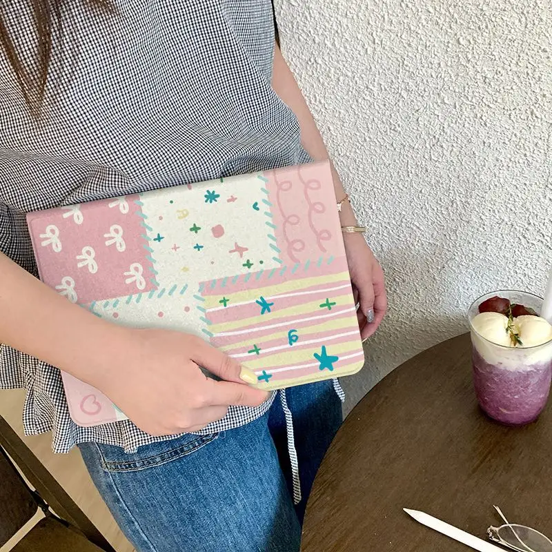 Pink star color blocks spliced TABLET case for iPad pro10/11-Inch 2020/6th/7th /8th /Air 3rd/Air4th/9thgen/Air 5thGen2022/Air 11