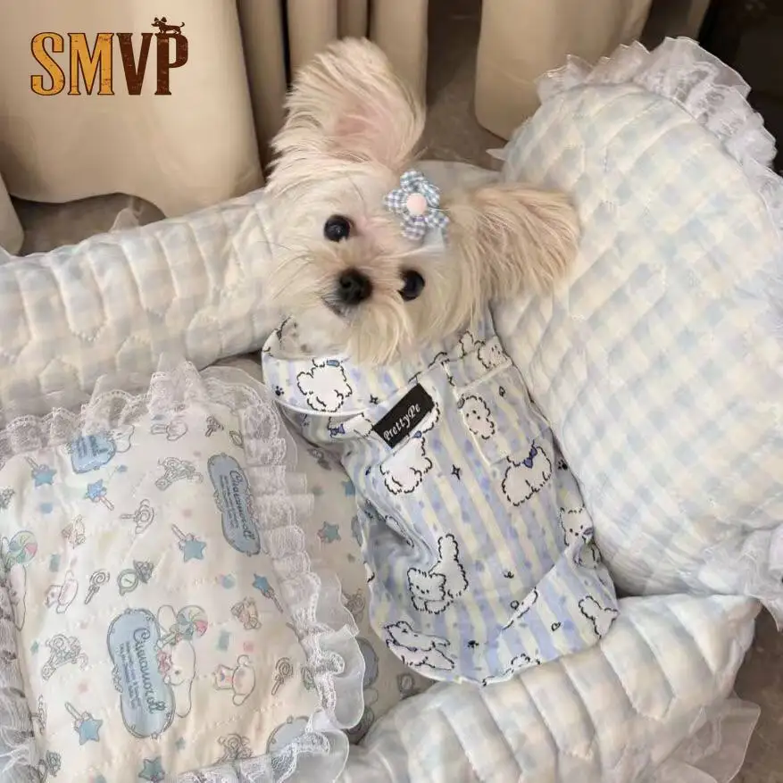 

Yorkshire Terrier Bichon Frise Maltese Dog Spring Summer Lightweight Fresh Bear Pattern Pajamas Loungewear for Small Dogs